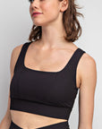 Rae Mode Nylon Rib Square Neck Sports Bra