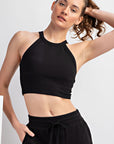 Rae Mode Nylon Rib Cropped Halter Tank